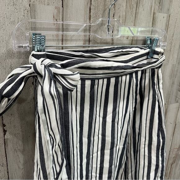 Loft Stripe Knee Length Aline Skirt Belted Modest Petite - Picture 2 of 7